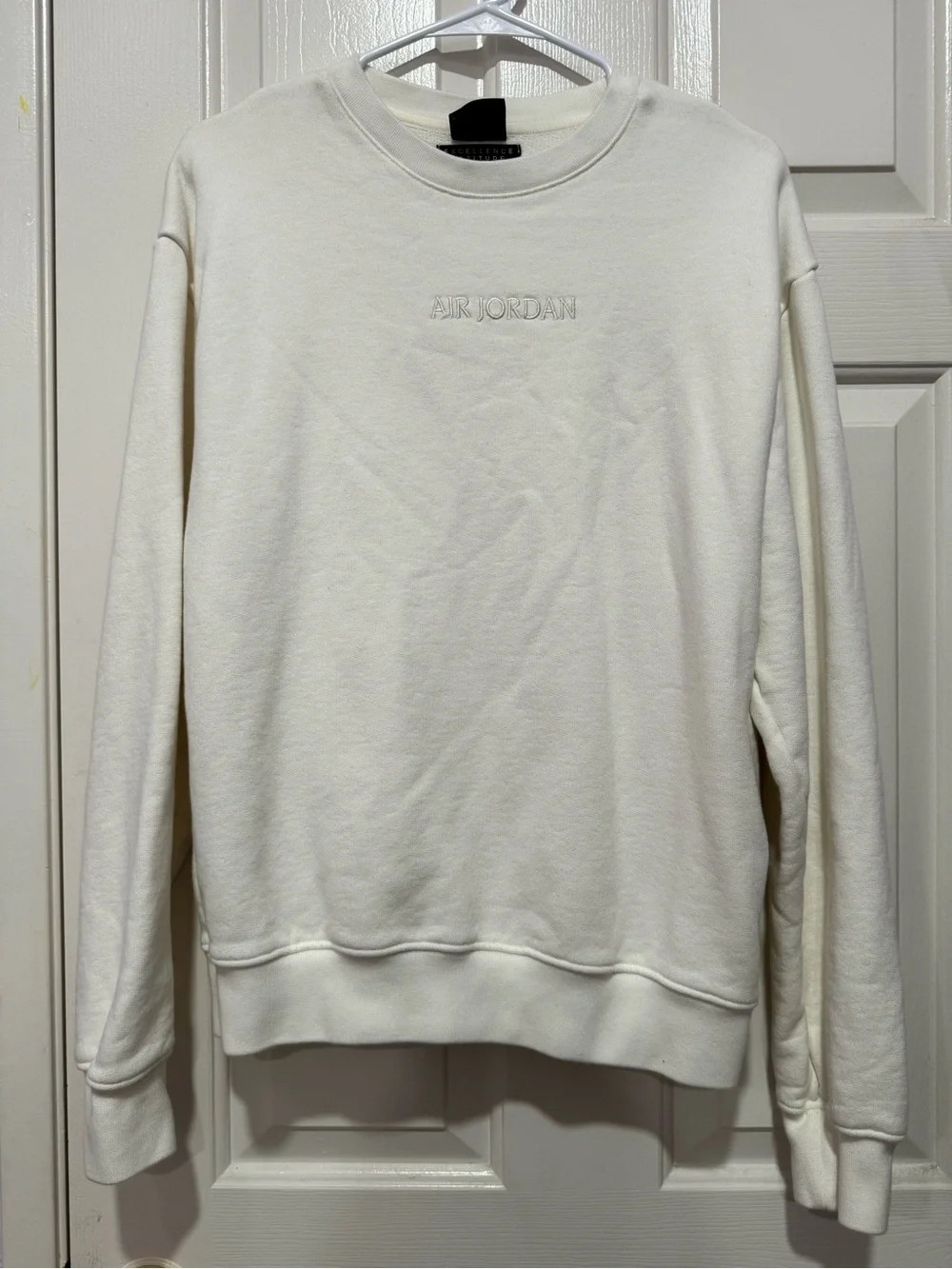Jordan Men's Cream Embroidered Crewneck Sweatshirt - Off-White